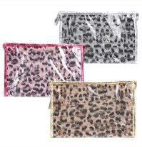 Clear Leopard Makeup Bag